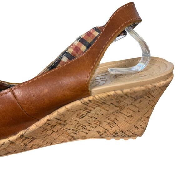 Crocs A-Leigh Leather Brown Cork Wedge Slingback Open Toe Sandals Shoes sz 7 - Picture 4 of 16